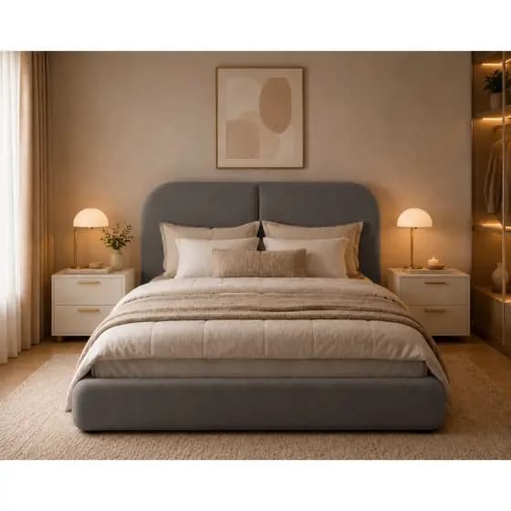 Cabeceira Cama Box Viúva 128 cm Orgânica Tecido Bouclé Linho Suede
