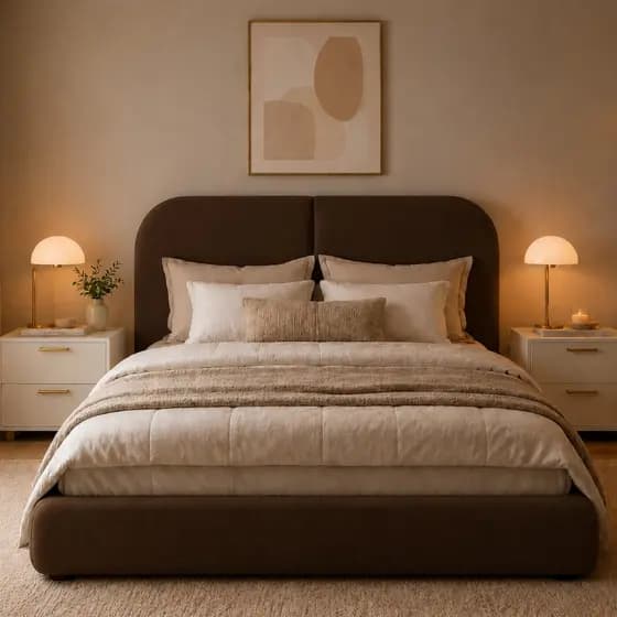Cabeceira Orgânica Para Cama Box Queen 160 cm Estofada Tecido Linho Bouclê Suede - Várias Cores