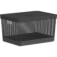Cesto Organizador Grid com Tampa Preta 20L- MARTIPLAST