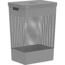 Cesto de Roupas com Tampa Grid 49 Litros Chumbo