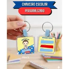 Chaveiro Acrílico Infantil Personalizado | Nome + Mascote Aluninhos | Tag Escolar Volta às Aulas