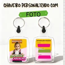 Kit 3 Chaveiros de Acrilico Personalizados com Foto --Chaveiro Volta as aulas -