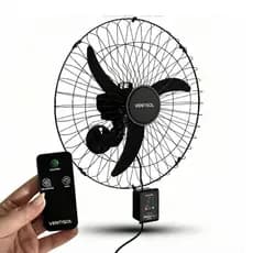 Ventilador Parede Max Control 3pás 60cm Bivolt  200w 60 Cm Preto Grade de Ferro