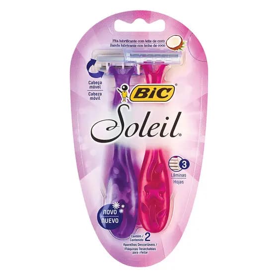 Depilador descartável Soleil Rosa e Roxo 2 unidades Bic