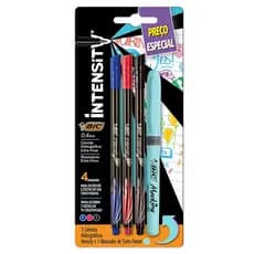 Kit escrita Intensity marca texto Azul com 4 itens 971240 Bic