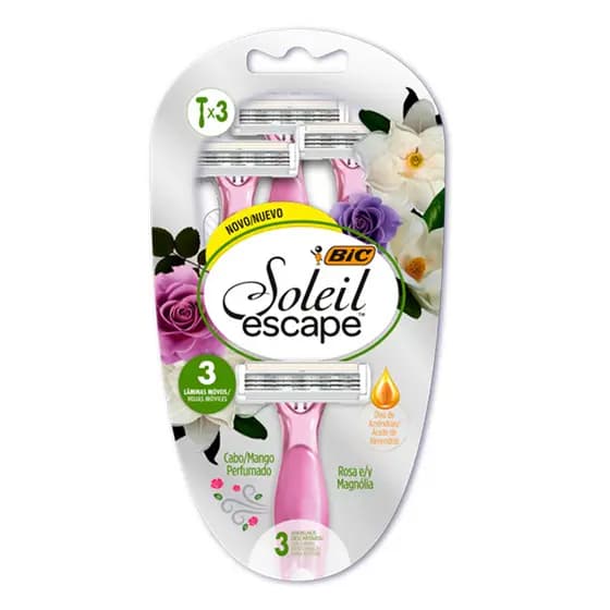 Depilador descartável Soleil Escape Rosa e Magnólia 3 unidades Bic