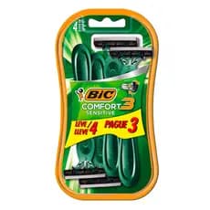 Barbeador descartável Confort3 Sensitive Verde 4 unidades Bic