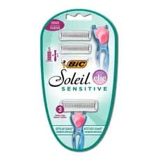 Depilador descartável Soleil Clic Sensitive recarregável Azul + 5 lâminas Bic