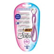 Depilador descartável Soleil Clic recarregável Rosa + 6 lâminas Bic