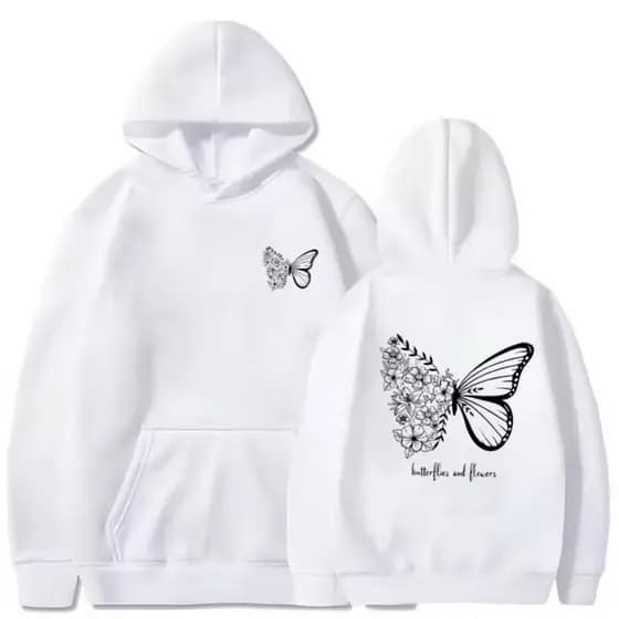 Casaco Moletom Flanelado Canguru Estampa Criativa Capuz Nome Frase Inverno Look Borboleta Flor021