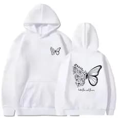 Casaco Moletom Flanelado Canguru Estampa Criativa Capuz Nome Frase Inverno Look Borboleta Flor021