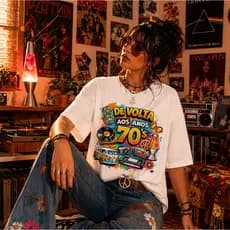 Camiseta Anos 70 Nostalgia Total | Estilo Retrô que Nunca Sai de Moda