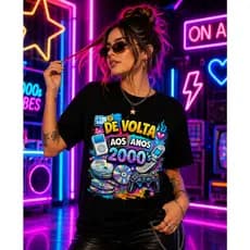 Camiseta Feminina Anos 2000 Y2K Nostalgia Retrô Moda Trend