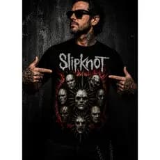Camiseta Masculina Rock Heavy Metal Estampa Máscaras Horror Style Oversized Preta Streetwear Premium