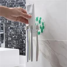 Organizador Porta Escova Dental de Parede Autoadesivo Acrílico Cristal