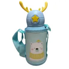 Garrafa Squeeze Térmica Inox Infantil de 500ml com Canudo, Bolsa com Alça