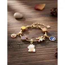 Pulseira Bracelete Pingentes Charme One Piece Anime Cosplay Geek Otaku Pirata Luff Aventura Presente