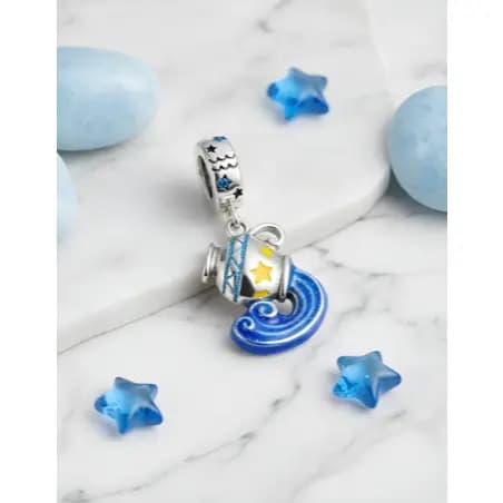 Berloque Pingente Compatível Pulseira Signo Aquário Mini Amuleto Esotérico Constelação Zodíaco Camus