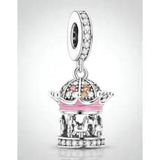 Berloque Compatível Pingente Pulseira Colecionável Circo Mini Carrossel Encantado Cavalo Joia Prata