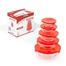 Conjunto 5 Potes Vidro Tampa Hermetica Armazenamento Cozinha Organizacao Duravel Sortido