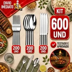 KIT COMPLETO TALHERES INOX PREMIUM LUXO GARFO COLHER FACA AÇO INOX RESISTENTE MESA POSTA RESTAURANTE BUFFET FESTAS