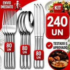 KIT TALHERES AÇO INOX GARFO COLHER FACA PARA REFEIÇÕES, RESTAURANTE, HOTEL, BUFFET, CHURRASCO, FESTA JUNINA E EVENTOS