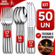 Kit Talheres Aço Inox Premium Resistente Garfo Faca Colher Restaurante e Buffet