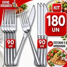 KIT  conjunto GARFOS E FACAS INOX PREMIUM TALHERES RESISTENTES ALTO BRILHO PARA BUFFET RESTAURANTE FESTAS E EVENTOS