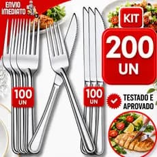 KIT GARFO E FACA INOX PREMIUM LUXO TALHERES RESISTENTES PARA CASA RANCHO BUFFET EVENTOS FESTAS MESA POSTA CHURRASCO AÇO