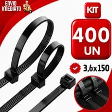 Praticidades Abraçadeiras Cinta Nylon Plástica Presilha 3,6x150mm Organiza Fios Preto Enforca Gato