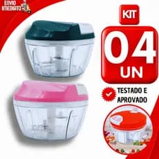 Utensílios Processador Manual 500ml 3 Lâminas Inox Alimentos Alho Triturador Temperos Multiuso