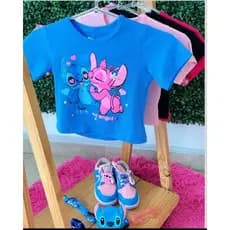 Camiseta Infantil Croped Infantil Stitch Camiseta Camisa Blusa Infantil Stitch Roupa Infantil Blogueirinha