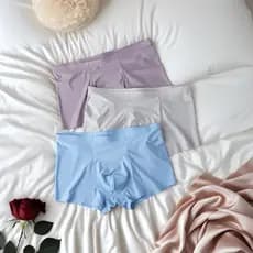 Cueca Boxer Masculina De Seda Gelada , Fina , Sem Costura , Boxers Respiráveis Para Jovens