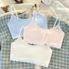 Sutiã De Treinamento Para Meninas , Seda Gelada , Sem Fio Costura , Almofada Fina , Estampa De Coelho , Conforto , Puber