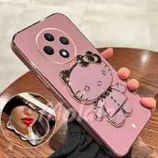 Capinha Capa Xiaomi POCO C75 Com Espelho De Maquiagem KT Cat Suporte De Telefone