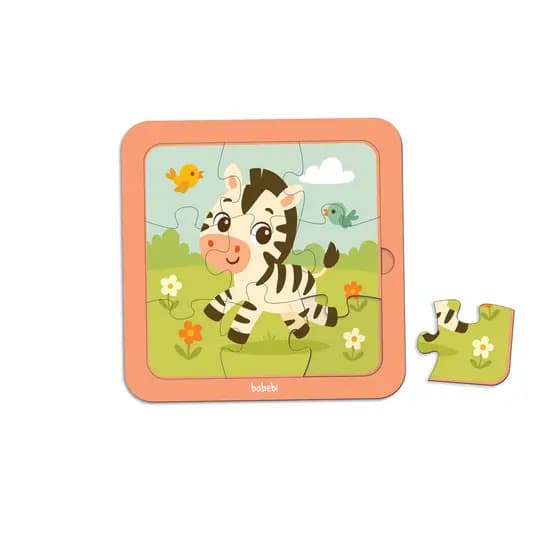 Brinquedo Educativo Babebi Quebra Cabeças 09 Peças Zebra