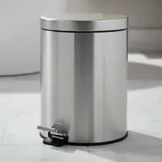 Lixeira Slim Inox Redonda 5 litros Fechamento Suave Pedal p/ Escritório Banheiro Cozinha Quarto