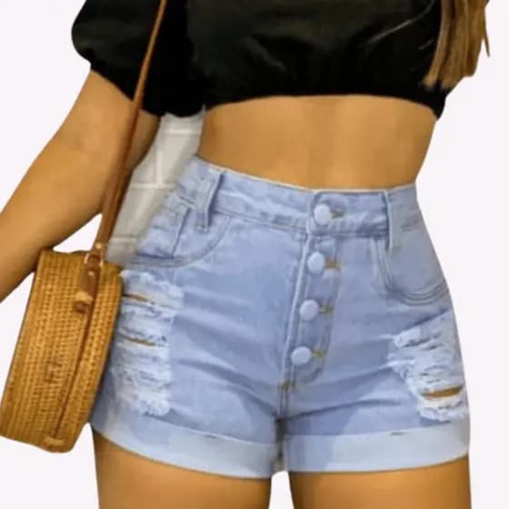 Short Jeans Destroyed Premium: O Estilo que Valoriza Suas Curvas