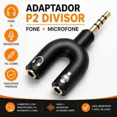 Cabo Adaptador Y Headset Fone E Microfone P2 P3 Para PC Gamer Computador Notebook