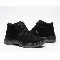 Bota Bico PVC de Trabalho Couro Nobuck Legitimo Conforto