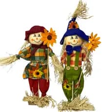 Kit Com 2 Espantalhos De Pé Com Girassol Festa Junina