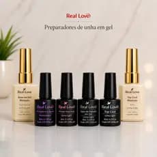 Preparadores de Unha Em Gel Real Love 8ml -Kit Blindagem Primer Base em Gel Top Coat PH Desidratador