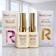 Preparadores De Unha Em Gel Real Love 15ml - Top Coat Blindado + Base em Gel Blindada