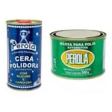 Kit com Cera Polidora Automotiva Pérola 500ML e Massa de Polir Solvente Lata Verde N2 500G