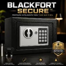BLACKFORT SECURE™ Cofre Digital Eletrônico Senha e Chave Segurança em Aço Resistente Porta Dinheiro Joias Documentos