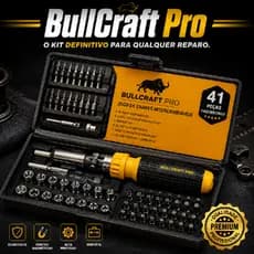 BullCraft Pro 41 Peças Kit Jogo de Chaves Intercambiáveis - Catraca Reversível Profissional Ferramentas Manuais Completo