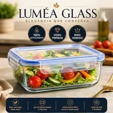 Luméa Glass Pote Hermético de Vidro 640ml Antivazamento Marmita Fitness Premium para Trabalho e Dieta