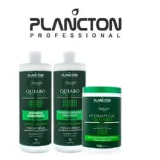 Plancton Máscara de Tratamento Quiabo 1kg + Shampoo e Condicionador Quiabo 1L + Pente e Luva