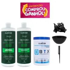 Plancton Btx Orghanic Realimento de Forma + Shampoo e Condicionador Quiabo 1L + Cumbuca, Pente e Luva