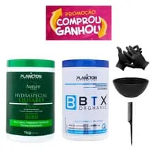 Plancton Btx Orghanic Redutor de Volume S/Formol + Máscara Quiabo 1Kg + Cumbuca - Pente e Luvas